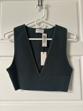 Babaton Sculpt Knit Deep V-Neck Crop Top (L)